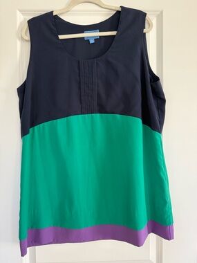 SimplyVera Vera Wang Colorblock Sleeveless Tank Top - Navy/Green/Purple